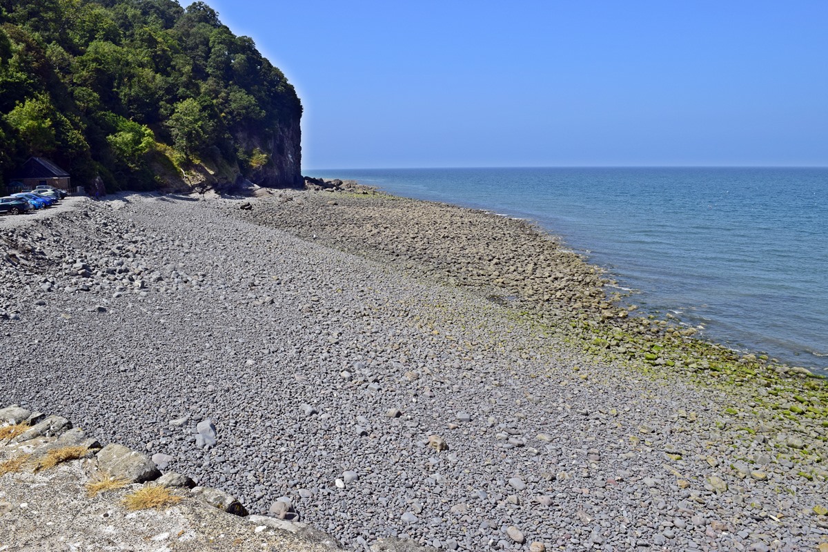 The shore to the west