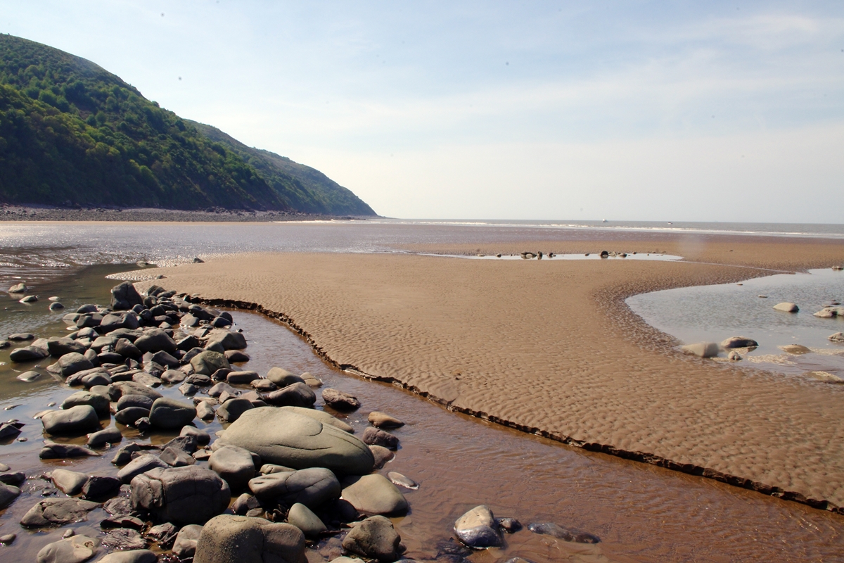 Stream and rock-pools on Greenaleigh Sand